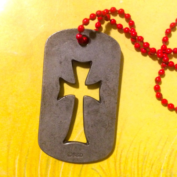 BSD cross steel/silver Necklace unisex marked 70s metal vintage unisex - Picture 1 of 3